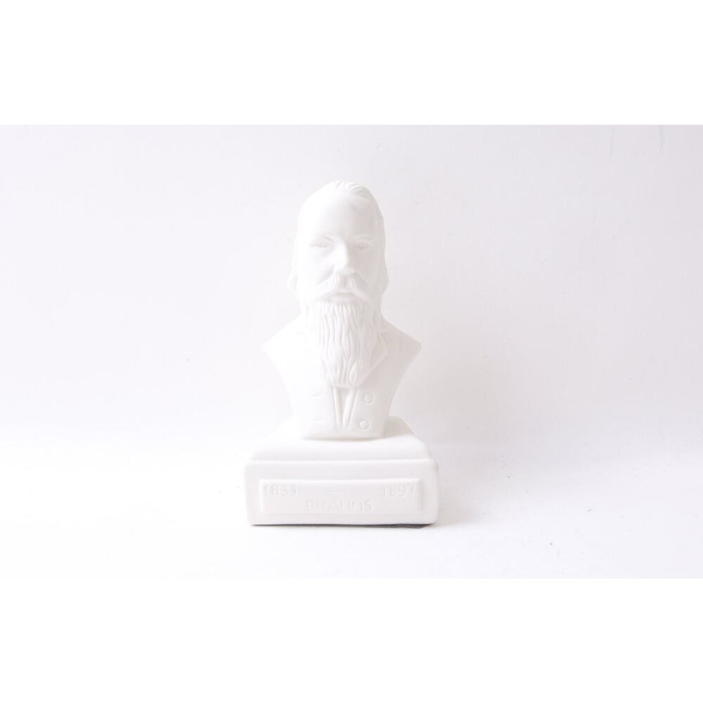 Brahms, Willis Music, German Composer, Porcelain, Bust, White, Paperweight